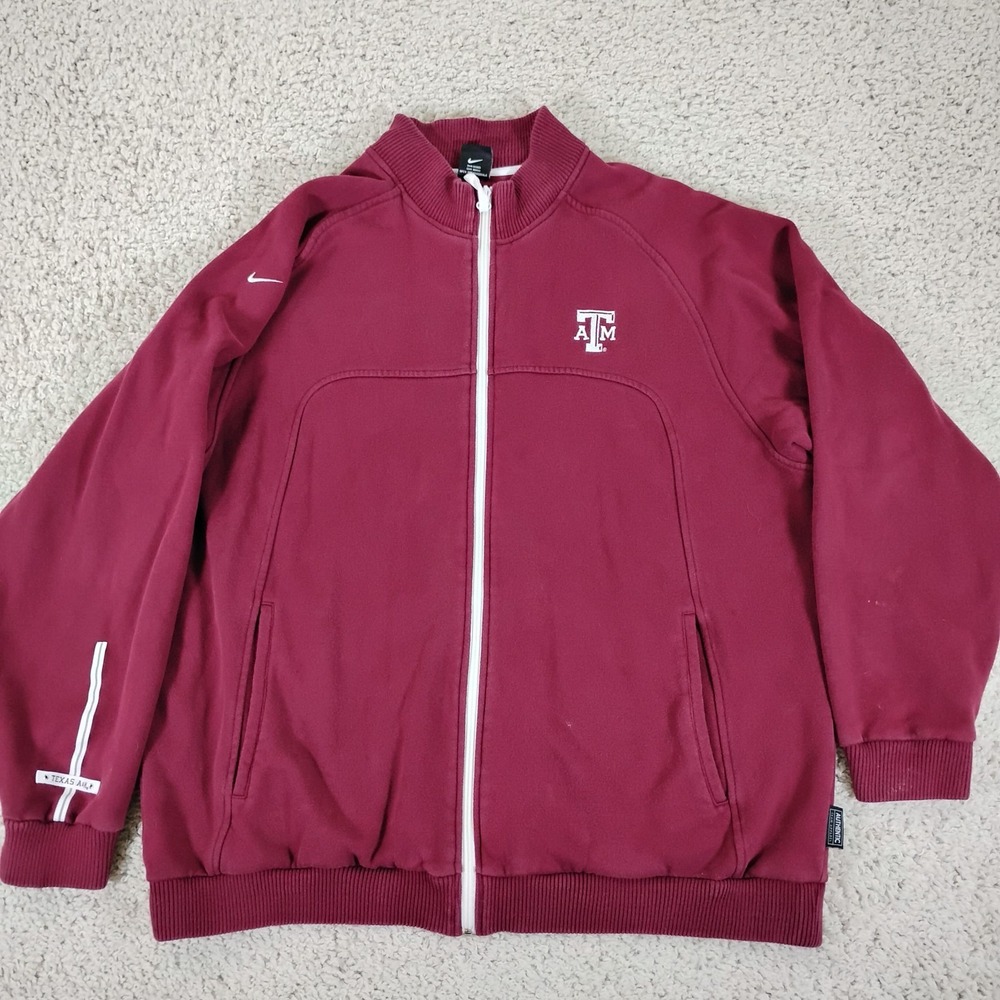 Vtg Texas A&M Aggies Jacket Mens 2XL Red Nike Team NCAA Zip Y2K Sports Pockets